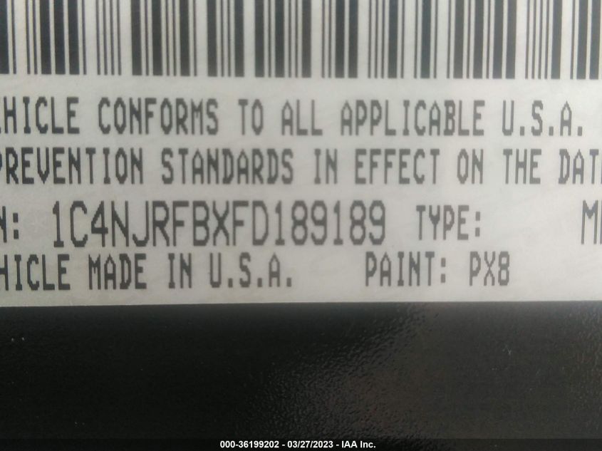 2015 JEEP PATRIOT LATITUDE - 1C4NJRFBXFD189189