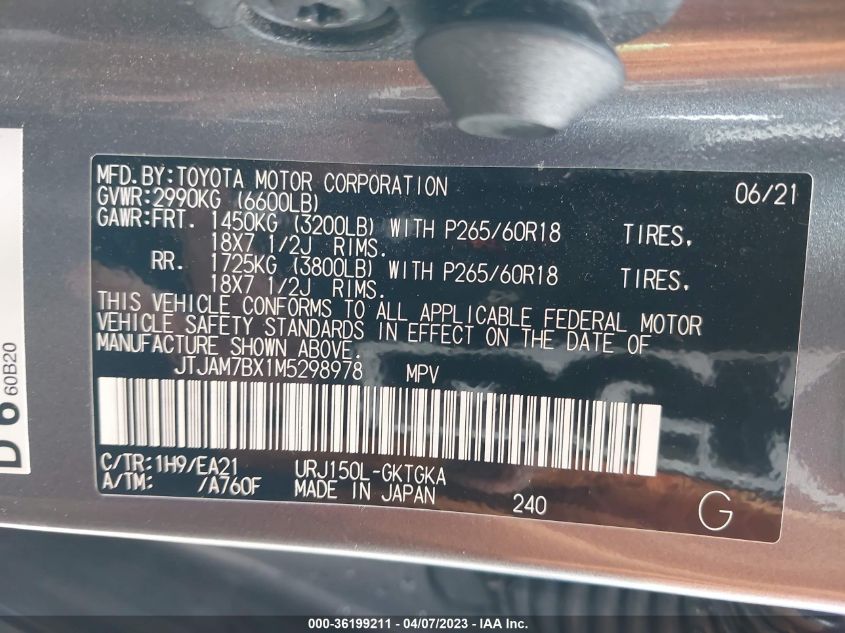 2021 LEXUS GX GX 460 PREMIUM JTJAM7BX1M5298978