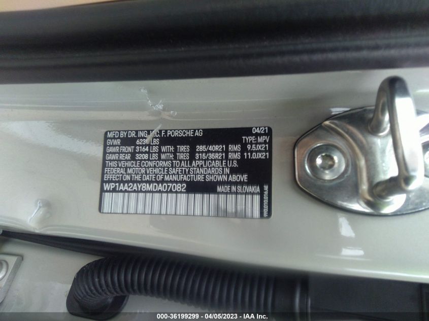 2021 PORSCHE CAYENNE - WP1AA2AY8MDA07082