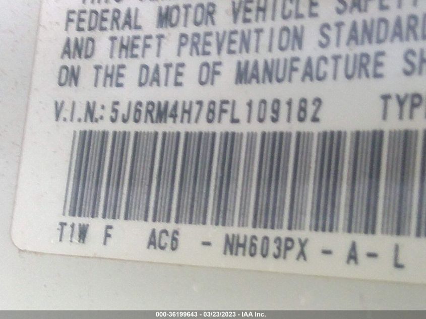 2015 HONDA CR-V EX-L - 5J6RM4H78FL109182