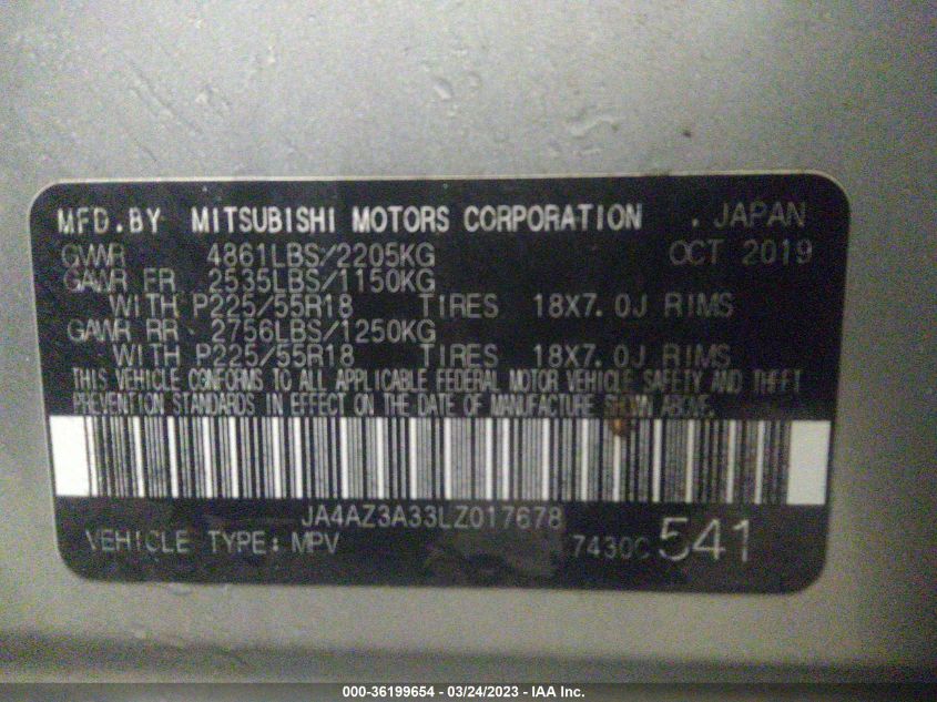2020 MITSUBISHI OUTLANDER ES/SE/SEL/LE/SP - JA4AZ3A33LZ017678