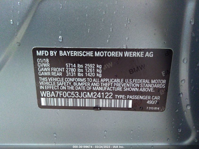 2018 BMW 7 SERIES 750I - WBA7F0C53JGM24122