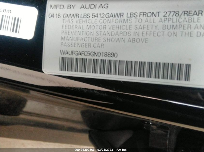 2016 AUDI A6 3.0T PREMIUM PLUS - WAUFGAFC5GN018890