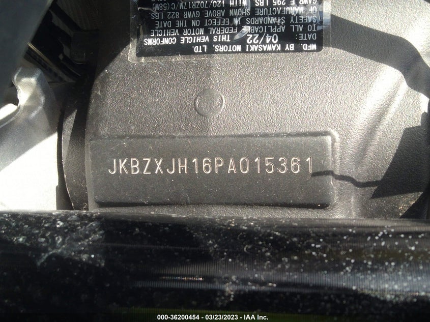 VIN JKBZXJH16PA015361 2023 KAWASAKI ZX636 K