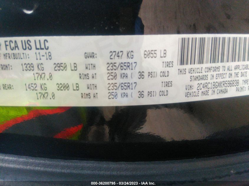 2019 CHRYSLER PACIFICA TOURING L - 2C4RC1BGXKR596838