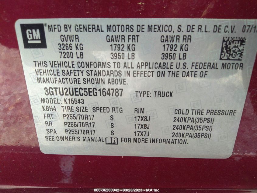 2014 GMC SIERRA 1500 SLE - 3GTU2UEC5EG164787