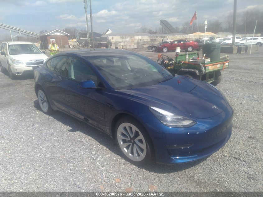 2022 TESLA MODEL 3 - 5YJ3E1EA1NF346945