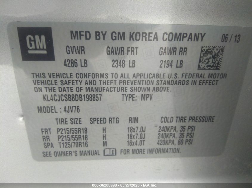 2013 BUICK ENCORE LEATHER - KL4CJCSB8DB198857