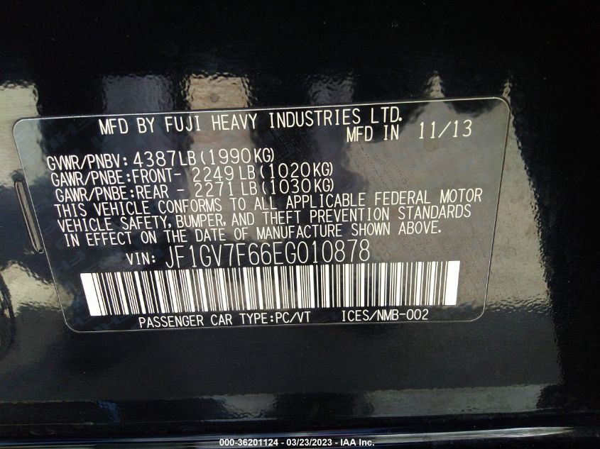 2014 SUBARU IMPREZA SEDAN WRX WRX LIMITED JF1GV7F66EG010878