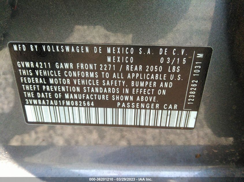 2015 VOLKSWAGEN GOLF TDI S - 3VWRA7AU1FM082564