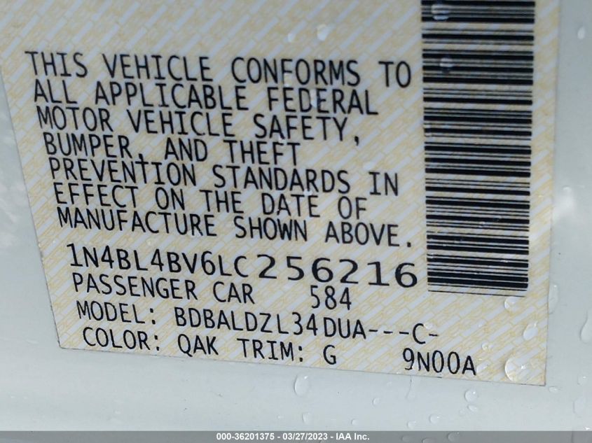 2020 NISSAN ALTIMA 2.5 S - 1N4BL4BV6LC256216