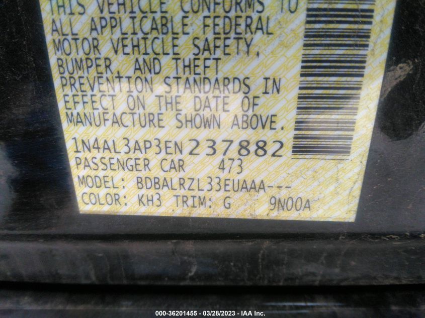 2014 NISSAN ALTIMA 2.5 S - 1N4AL3AP3EN237882