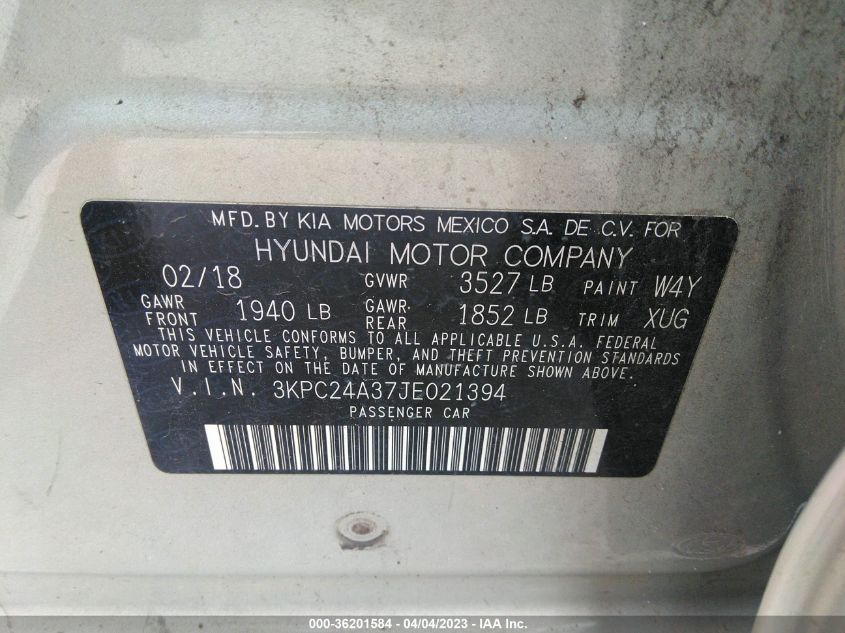 2018 HYUNDAI ACCENT SE - 3KPC24A37JE021394