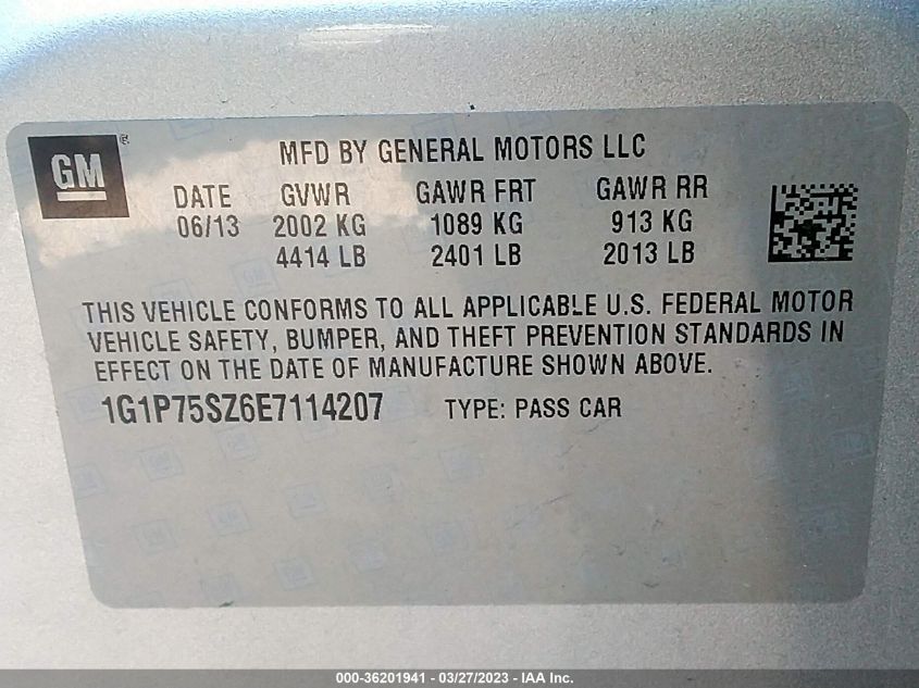 2014 CHEVROLET CRUZE DIESEL - 1G1P75SZ6E7114207
