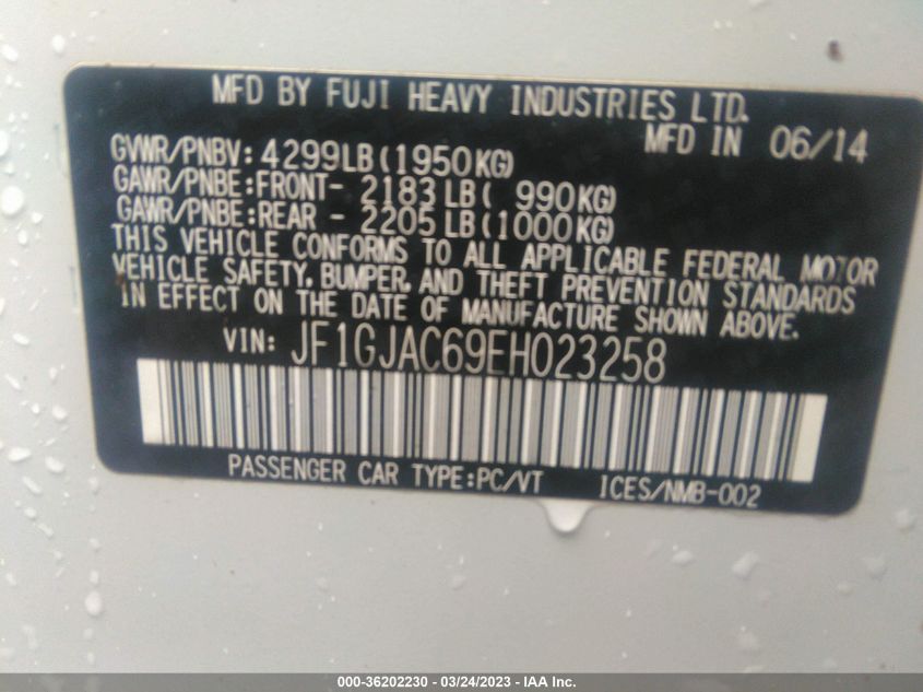 2014 SUBARU IMPREZA SEDAN PREMIUM - JF1GJAC69EH023258