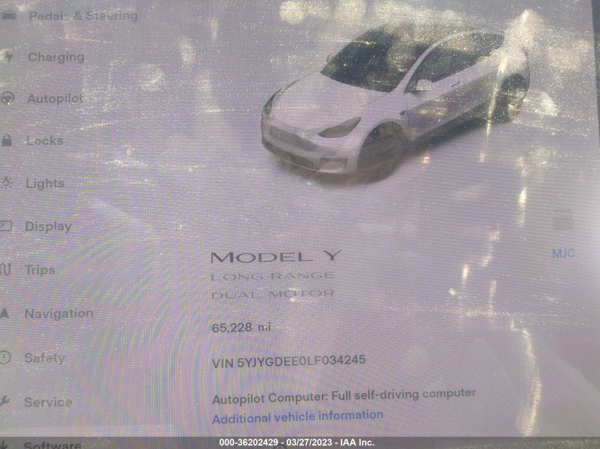 VIN 5YJYGDEE0LF034245 2020 TESLA MODEL Y LONG RANGE