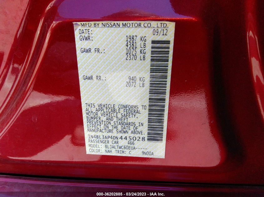 2013 NISSAN ALTIMA 3.5 SV - 1N4BL3AP4DN445028