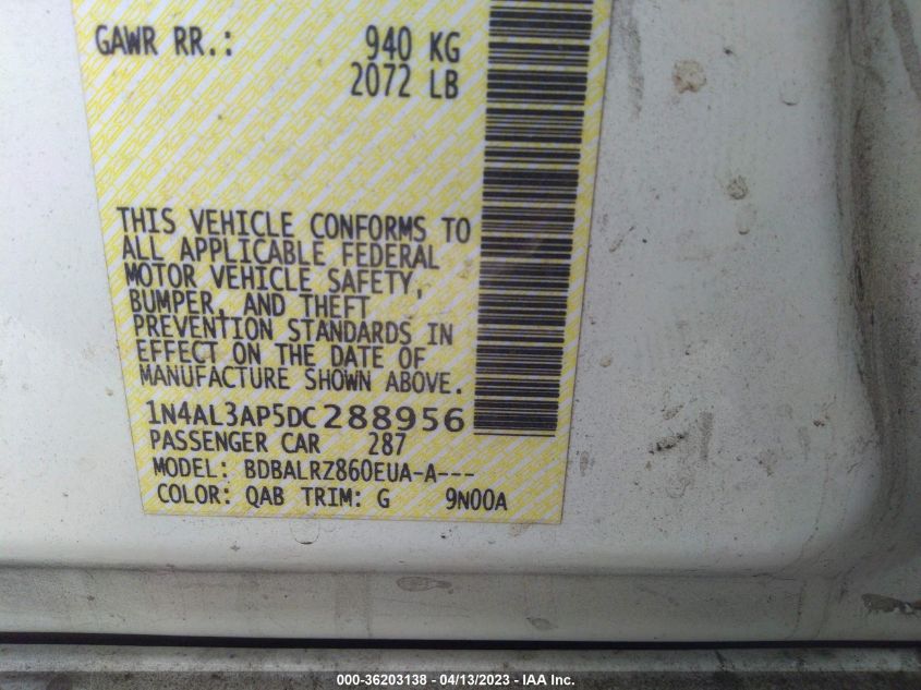2013 NISSAN ALTIMA 2.5 S - 1N4AL3AP5DC288956
