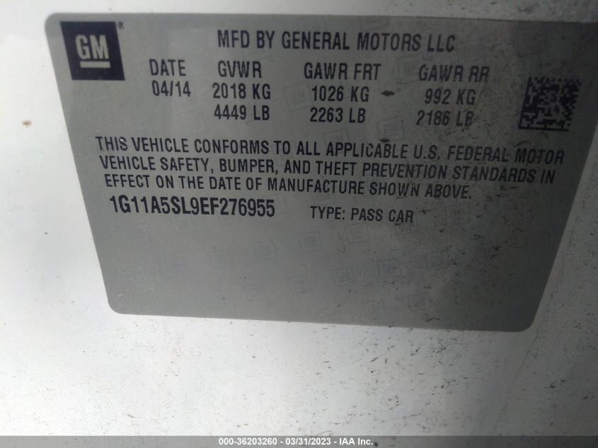 2014 CHEVROLET MALIBU LS - 1G11A5SL9EF276955
