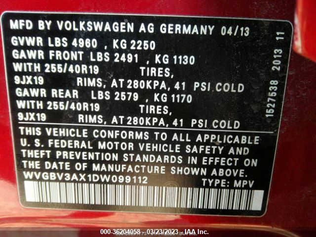 2013 VOLKSWAGEN TIGUAN SEL - WVGBV3AX1DW099112