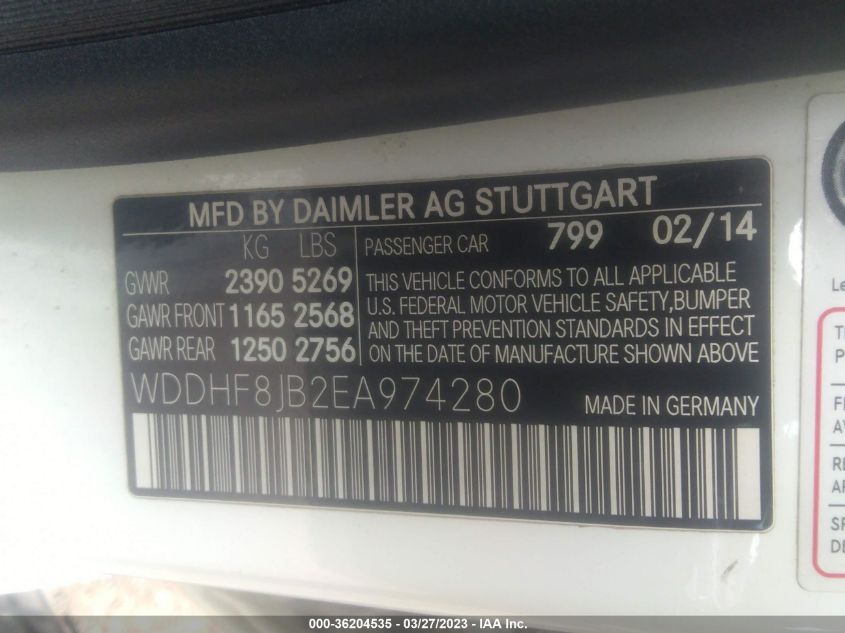 2014 MERCEDES-BENZ E-CLASS E 350 - WDDHF8JB2EA974280