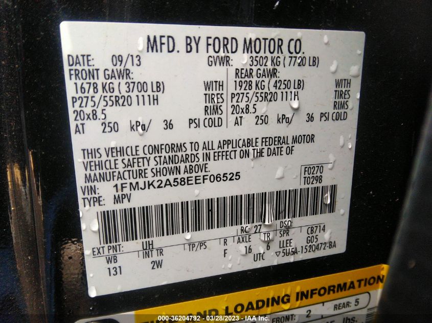 2014 FORD EXPEDITION EL LIMITED - 1FMJK2A58EEF06525