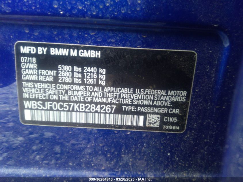 2019 BMW M5 - WBSJF0C57KB284267