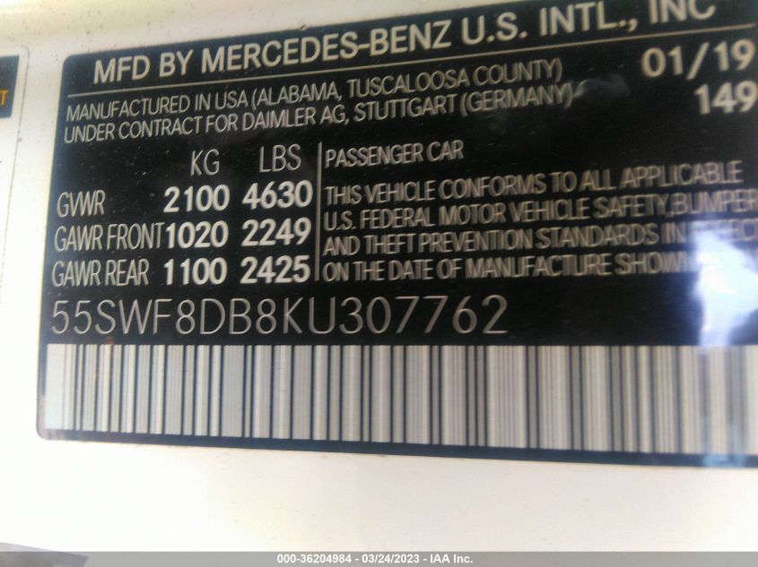 2019 MERCEDES-BENZ C-CLASS C 300 - 55SWF8DB8KU307762