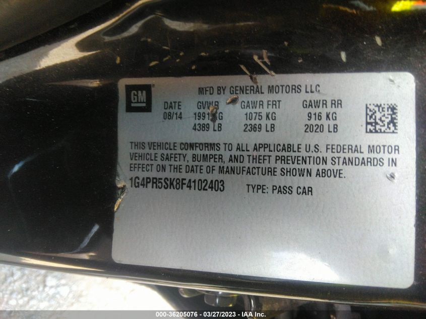 2015 BUICK VERANO CONVENIENCE GROUP - 1G4PR5SK8F4102403