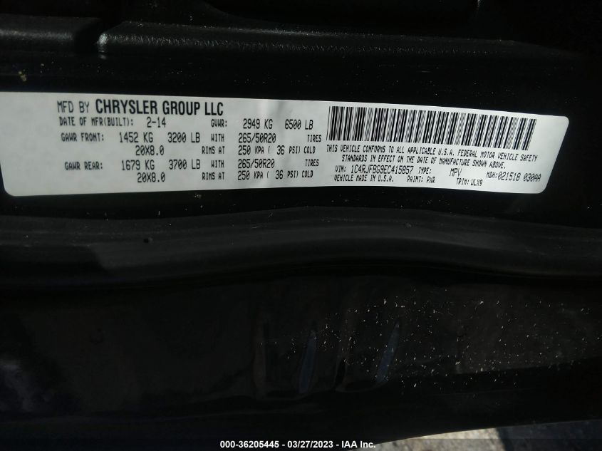 2014 JEEP GRAND CHEROKEE LIMITED - 1C4RJFBG9EC415857