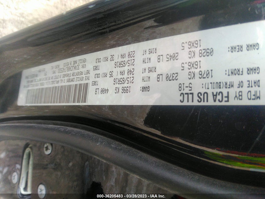 VIN 3C4NJCAB8JT425331 2018 JEEP COMPASS SPORT
