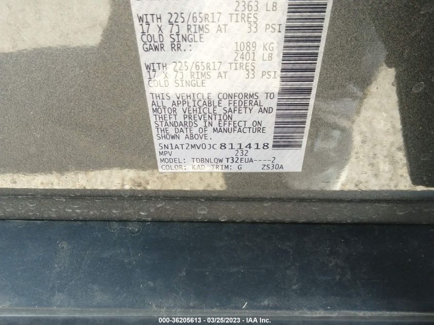 2018 NISSAN ROGUE SV - 5N1AT2MV0JC811418