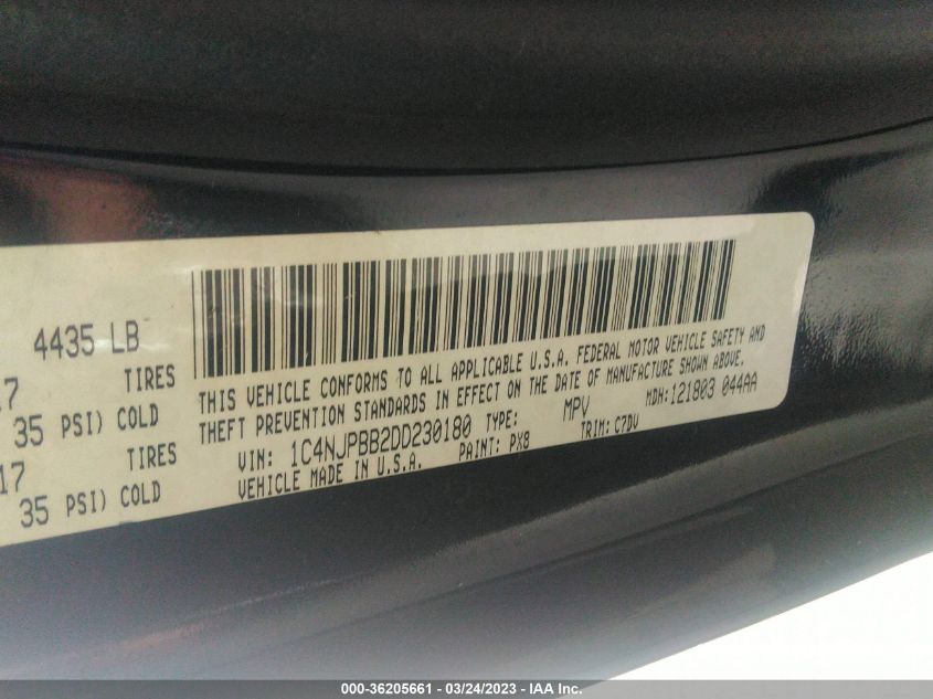 2013 JEEP PATRIOT SPORT - 1C4NJPBB2DD230180