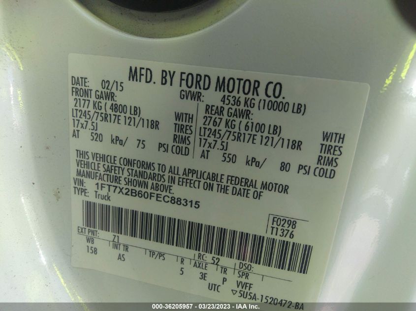2015 FORD F-250 XL - 1FT7X2B60FEC88315