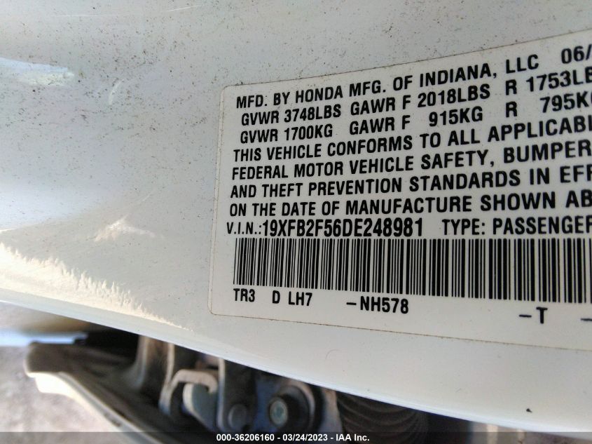 2013 HONDA CIVIC SDN LX - 19XFB2F56DE248981