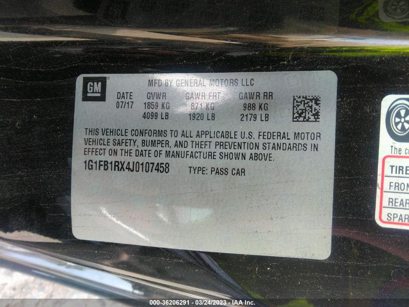 2018 CHEVROLET CAMARO 1LT - 1G1FB1RX4J0107458