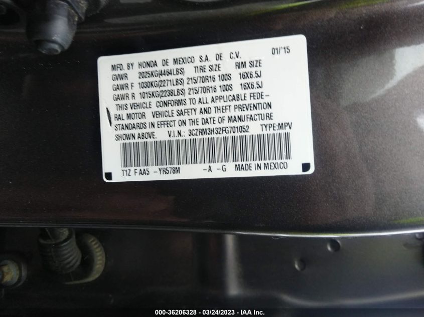 2015 HONDA CR-V LX - 3CZRM3H32FG701052