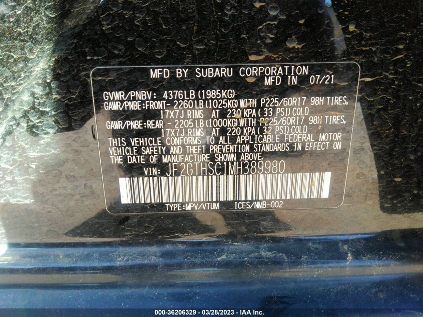 2021 SUBARU CROSSTREK SPORT - JF2GTHSC1MH389980