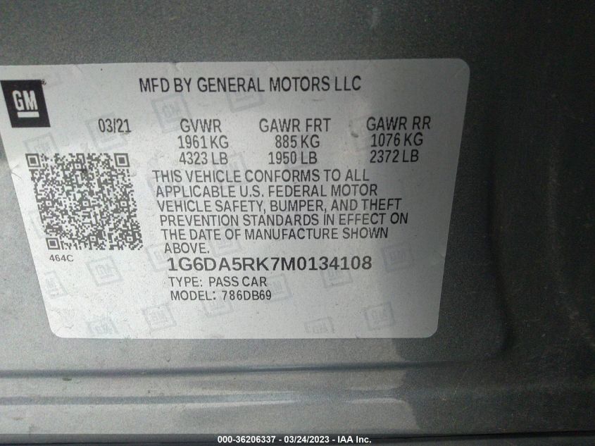 2021 CADILLAC CT4 LUXURY 1G6DA5RK7M0134108