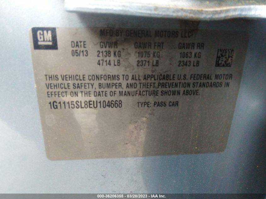 2014 CHEVROLET IMPALA LT - 1G1115SL8EU104668
