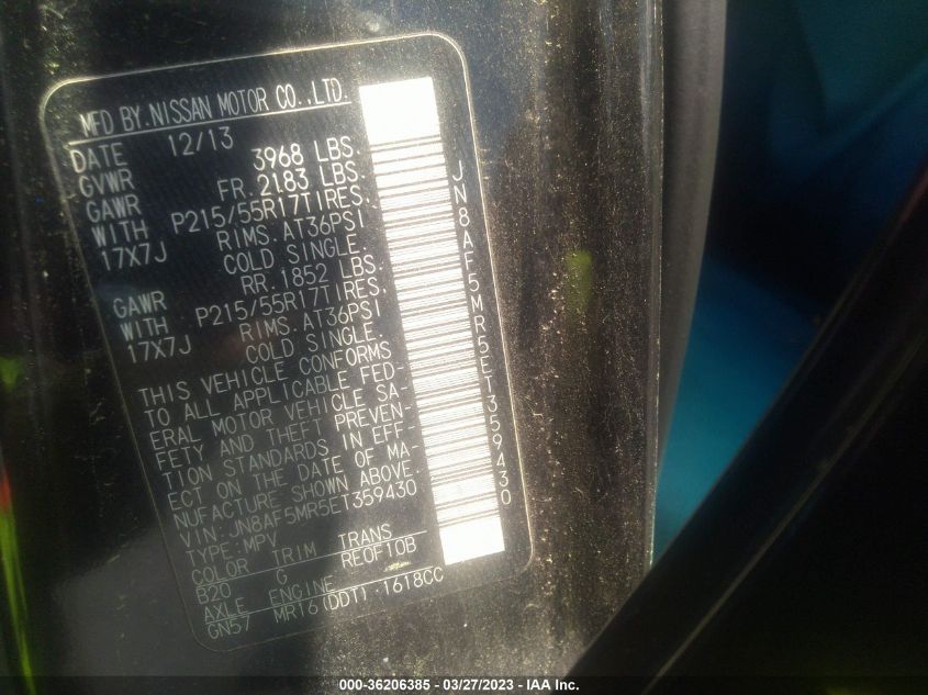 2014 NISSAN JUKE SV - JN8AF5MR5ET359430