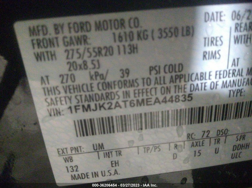 2021 FORD EXPEDITION MAX LIMITED - 1FMJK2AT6MEA44835