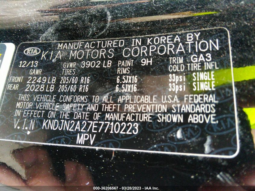 2014 KIA SOUL BASE - KNDJN2A27E7710223