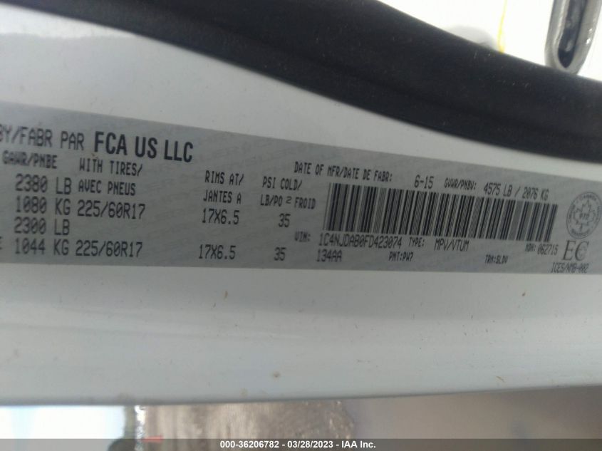 2015 JEEP COMPASS HIGH ALTITUDE - 1C4NJDAB0FD423074