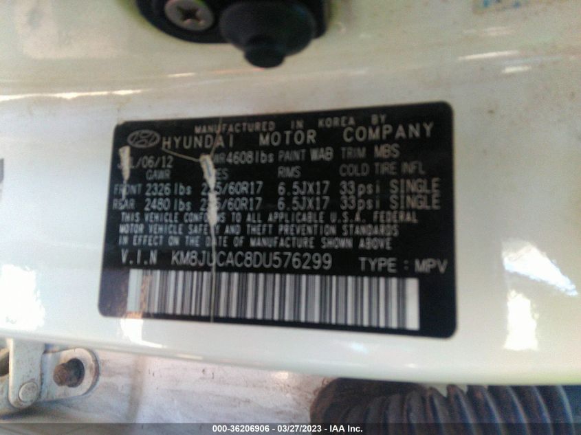 2013 HYUNDAI TUCSON GLS - KM8JUCAC8DU576299