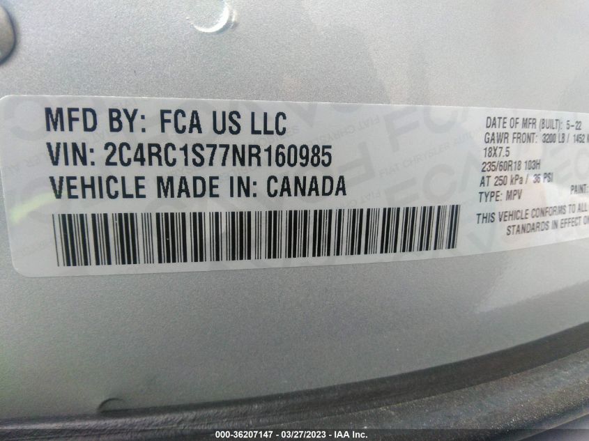 2022 CHRYSLER PACIFICA HYBRID LIMITED - 2C4RC1S77NR160985