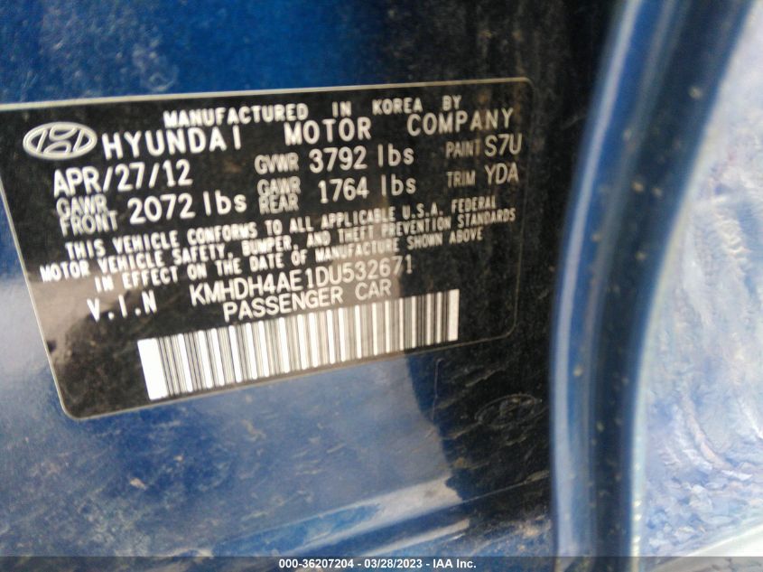 2013 HYUNDAI ELANTRA GLS - KMHDH4AE1DU532671