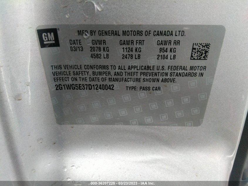 2013 CHEVROLET IMPALA LT - 2G1WG5E37D1240042