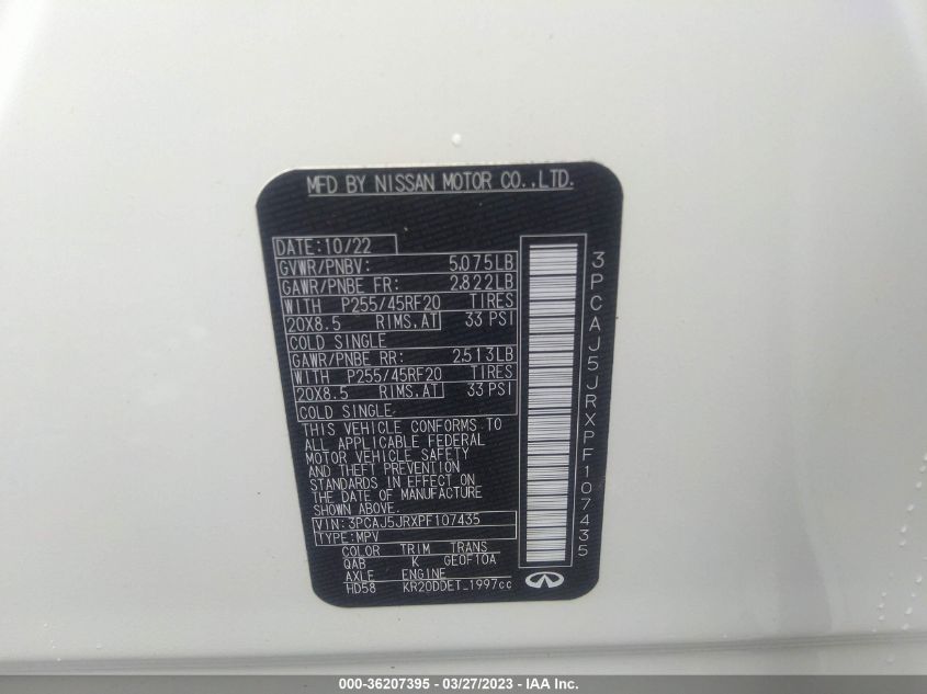 2023 INFINITI QX55 LUXE 3PCAJ5JRXPF107435