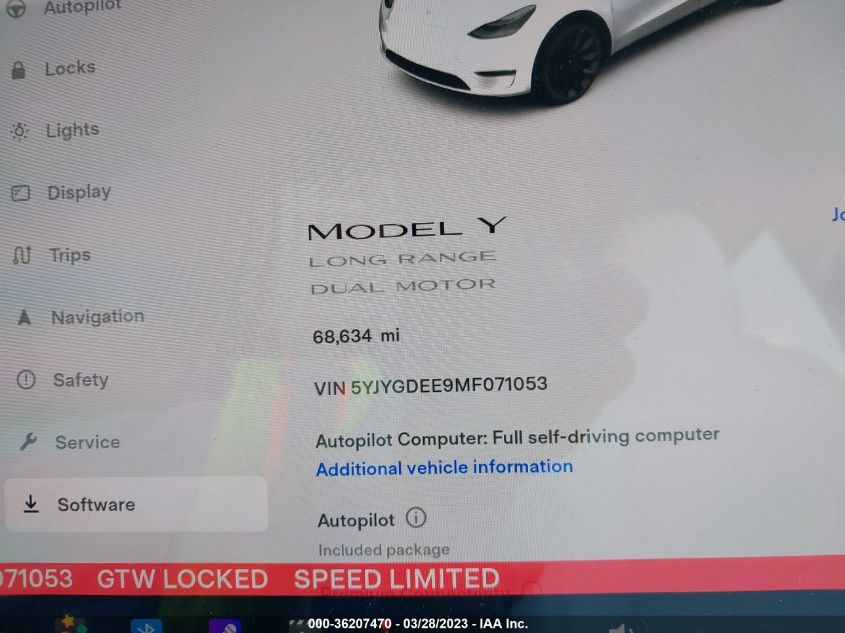 2021 TESLA MODEL Y LONG RANGE - 5YJYGDEE9MF071053